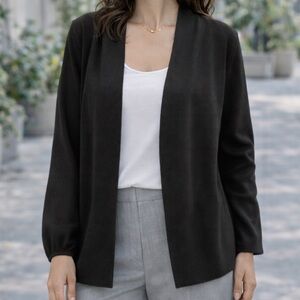 August Moon Cardigan Women’s M Black Open Front Classic Work Wear Office Career